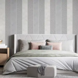 Calico Stripe Texture Wallpaper Grey Arthouse 921300