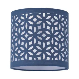 First Choice Lighting Navy Blue Laser Cut 15.5cm Table Lamp Shade