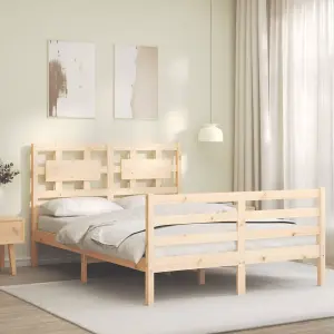 Berkfield Bed Frame with Headboard Small Double Solid Wood