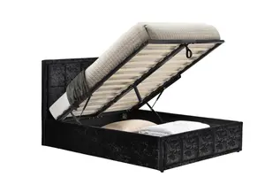 Birlea Hannover Double Ottoman Bed Black Crushed Velvet