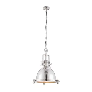 Ceiling Pendant Light Bright Nickel Plate & Sandblasted Glass 40W E27 GLS