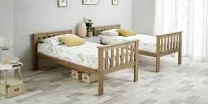 Carra Pine Wooden Single Bunk Bed With Pocket Mattresses