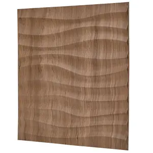 3D Wall Panels Adhesive Included - 6 Sheets Cover 16.15ft²(1.5m²) Interior Cladding Panels - Soft Wave Effect in Matt Wood