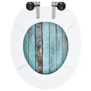 WC Toilet Seats 2 pcs with Soft Close Lids MDF Old Wood Design