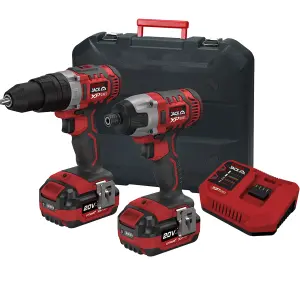 Lumberjack 20V Cordless Hammer Drill & Impact Driver Kit 2x 4Ah Li Ion Batteries & Charger