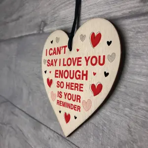 Red Ocean Valentines Gift As A Reminder I LOVE YOU Wood Heart Gift Boyfriend Girlfriend Partner Him Her Keepsake