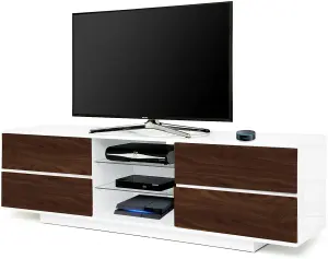 Homeology Avitus Premium High Gloss White with 4-Walnut Drawers and 2 Shelves up to 65" LED/OLED/LCD TV Cabinet