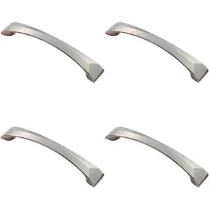 4x Chiselled Cabinet Pull Handle 128mm Fixing Centres 145 x 25mm Satin Nickel