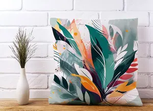 Coloured Abstrace Feather Leaves Cushions 45cm x 45cm