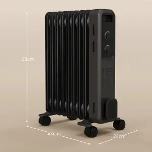 HOMCOM Oil Filled Radiator Portable Space Heater W/ 9 Fin, 3 Heat Settings