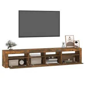 Berkfield TV Cabinet with LED Lights Smoked Oak 210x35x40 cm