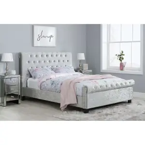 Birlea Sienna Double Bed In Steel Crushed Velvet