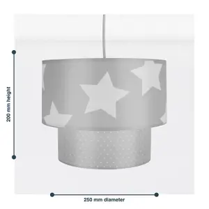 First Choice Lighting Set of 2 Grey & White Star Design Easy Fit Light Shades