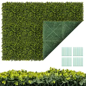 Costway 12 Pcs 50 x 50 cm Artificial Grass Wall Panels 7cm Thickness Greenery Backdrop Wall Panels