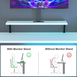 L-Shaped Metal Base Computer Desk White/Black / 74 H x 130 W x 130 D