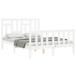 Berkfield Bed Frame with Headboard White 140x200 cm Solid Wood