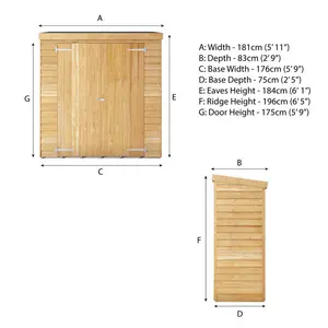 Mercia 6 x 2'6ft Overlap Pent Storage Shed No