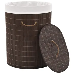 Laundry Hamper Dark Brown / Oval / 45 x 35 x 60 cm