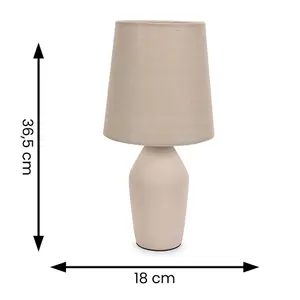 ValueLights Arlo Set of 2 - Grey Ceramic Base Table Lamp with Tapered Shade - LED Bulbs Included