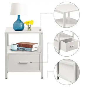 NS 1 Drawer Bedside Table White