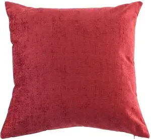 Dunelm Chenille Square Cushion, Country, Size: 55cm X 55Cm, Red