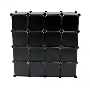 Oypla Interlocking 16 Compartment Shoe Organiser Storage Cube Rack Black