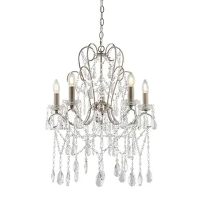 Luminosa Taranto Multi Arm Lamp Pendant Ceiling Lamp, Aged Silver Paint, Cut Glass