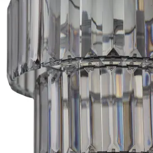 First Choice Lighting Set of 2 Clint Smoked Acrylic Crystal Two Tier Easy Fit Pendant Shades