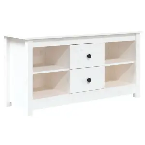 Berkfield TV Cabinet White 103x36.5x52 cm Solid Wood Pine