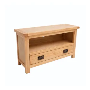 Lugo Waxed 1 Drawer TV Cabinet Brass Drop Handle