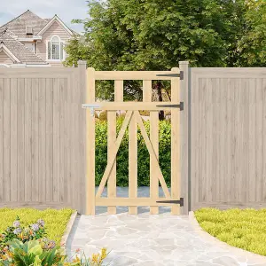 Outdoor Wooden Garden Gate Fence with Door Latch 76cm W x 120cm H