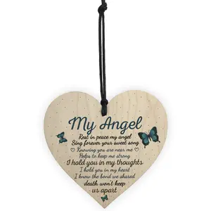 Red Ocean Dad Mum Nan Graveside Memorial Remembrance Wooden Heart Grave Plaque Cemetery Garden Sign