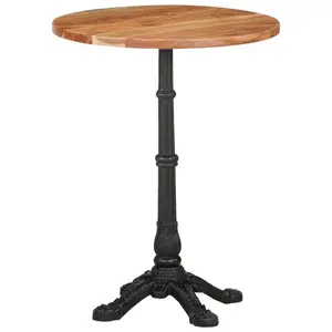 Gottschalk Round Solid Wood Top Metal Base Dining Table Brown