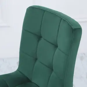 4Pcs Green Velvet Dining Chairs with Metal Legs