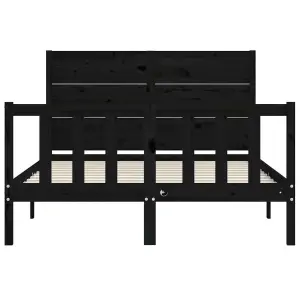 Berkfield Bed Frame with Headboard Black 120x200 cm Solid Wood