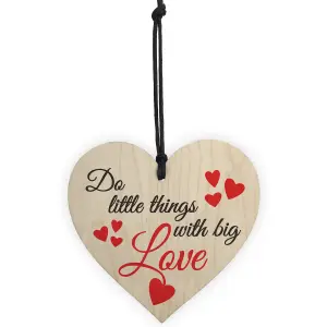 Red Ocean Little Things Big Love Wooden Hanging Heart Plaque