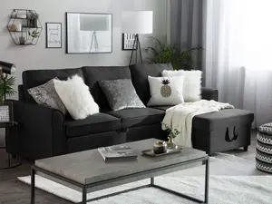 Corner Sofa NESNA Black Fabric Left Hand