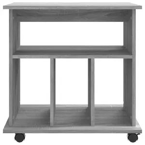 Berkfield Rolling Cabinet Grey Sonoma 60x45x60 cm Engineered Wood