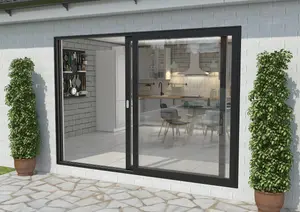 Green & Taylor Black Aluminium External Sliding Doors - LH Sliding / RH Fixed - 2990 x 2090mm (WxH)