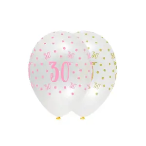 Creative Party Latex 30th Birthday Balloons (Pack of 50) Yellow/Pink (One Size)