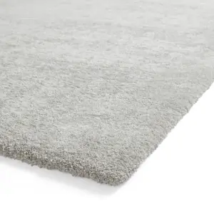 Silver Plain Shaggy Rug, 17mm Thick Stain-Resistant Rug, Modern Rug for Bedroom, LivingRoom, & DiningRoom-80cm X 150cm