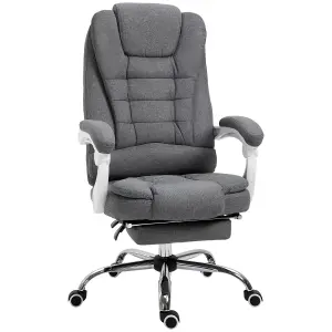 Vinsetto Computer Office Chair Home Swivel Task Recliner w/ Footrest, Arm, Grey