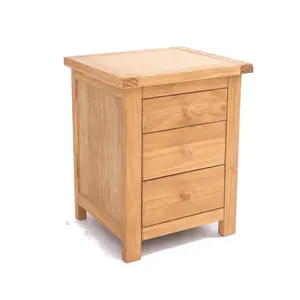 Lugo 3 Drawer Bedside Table Wood Knob