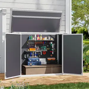 Outdoor Storage Garden Tool Bicycle Double Door Storage Shed in Grey