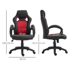 Vinsetto Racing Gaming Chair Swivel Home Office Gamer Chair with Wheels Red