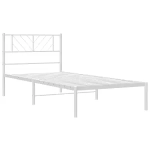 Berkfield Metal Bed Frame with Headboard White 80x200 cm