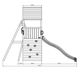 Shire Adventure Peaks Fortress  2 Climbing Frame with Swing, Slide and Climbing Wall