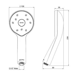 Methven Satinjet Shower Head Handset Chrome Finish Twin-Jet Technology  Increased Money & Water Saving Performance 60% Less Water