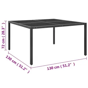 Berkfield Garden Table Anthracite 130x130x72 cm Steel and Glass