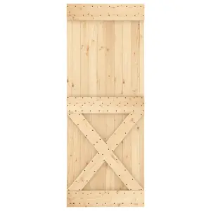 Berkfield Sliding Door with Hardware Set 80x210 cm Solid Wood Pine